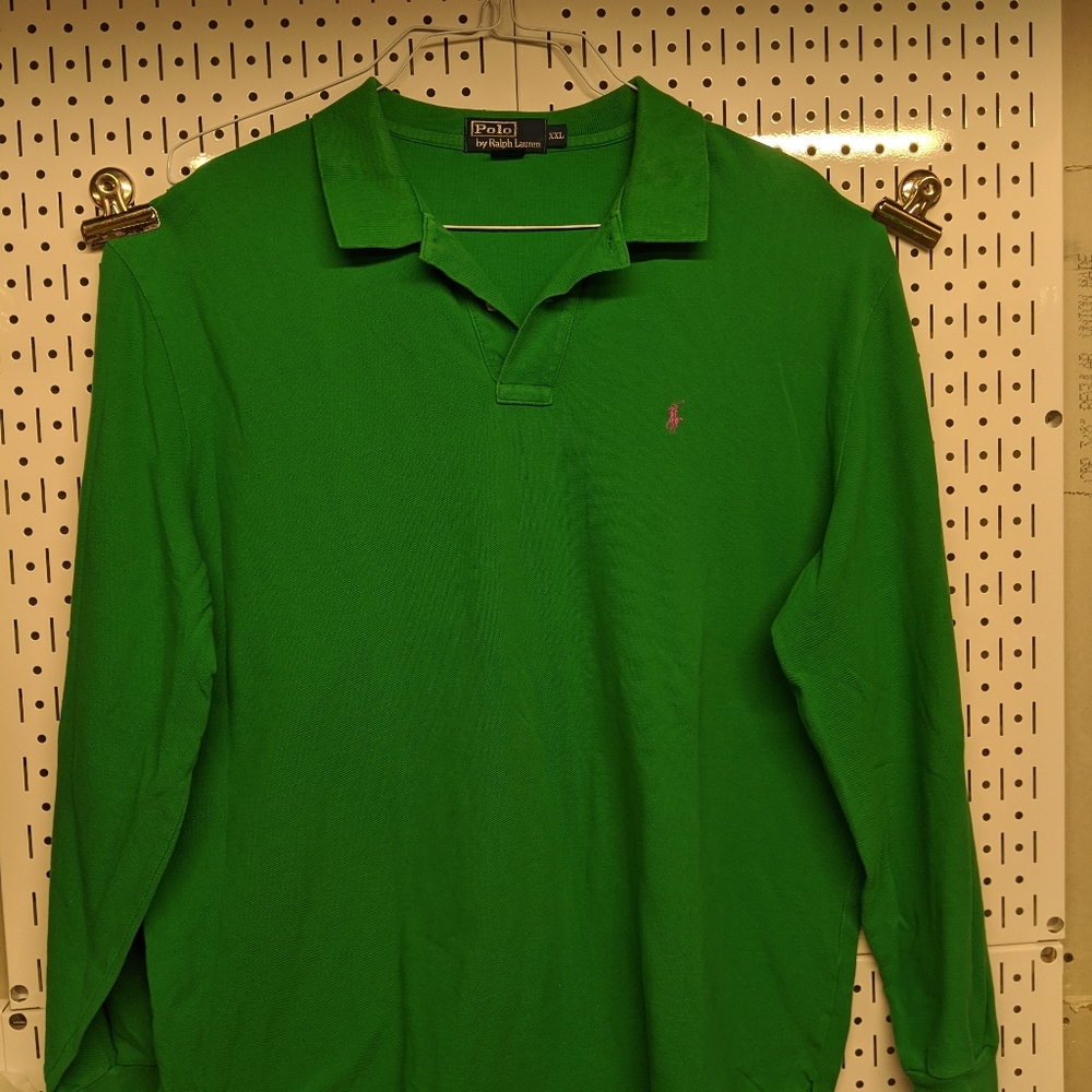 Polo XXL Green Full Sleeve Rugby Polo